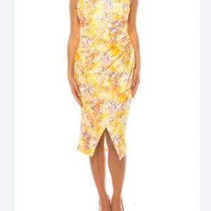 Floral Yellow Dress LAUNDRY BY SHELLI SEGAL LOS Angeles